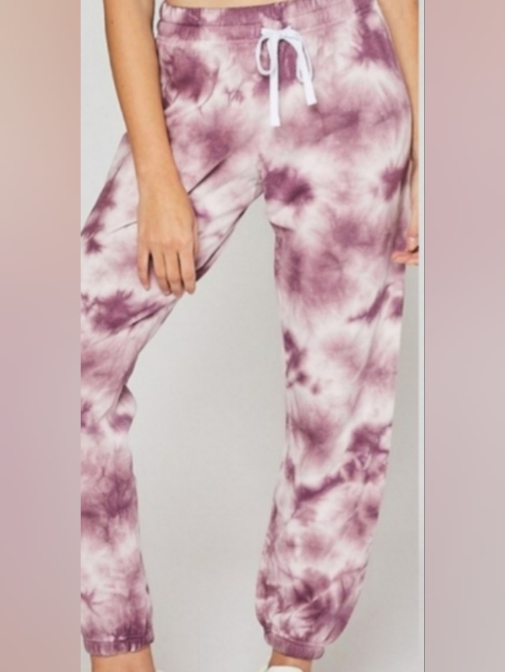 Reflex Tie Dye Print Brushed Fleece Jogger Sweatpants in Purple